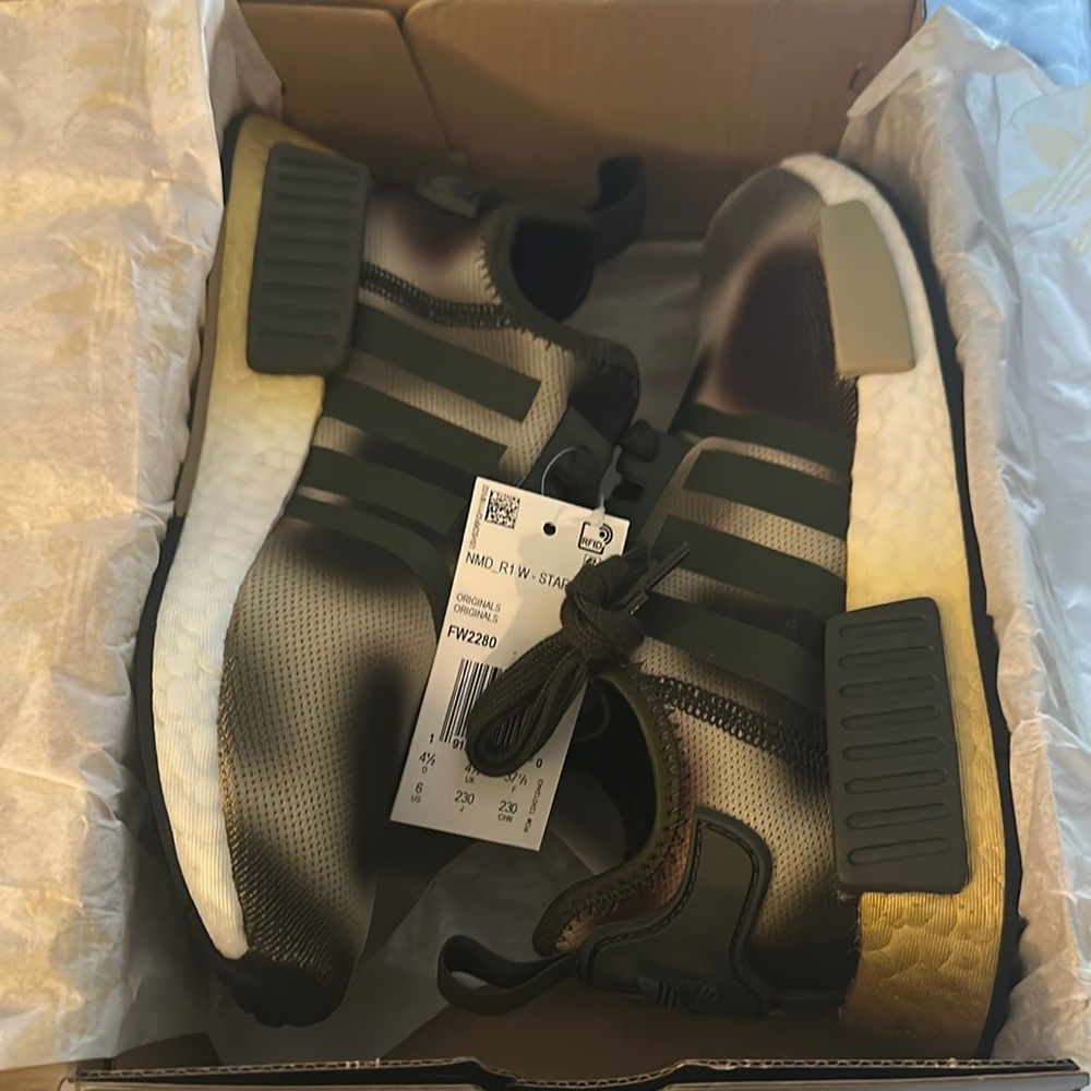 Adidas NMD R1 Olive and Black Sneakers